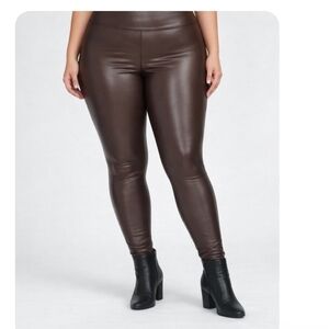 Time And Tru Brown Faux Leather XXL/20 High Rise Skinny Leggings New